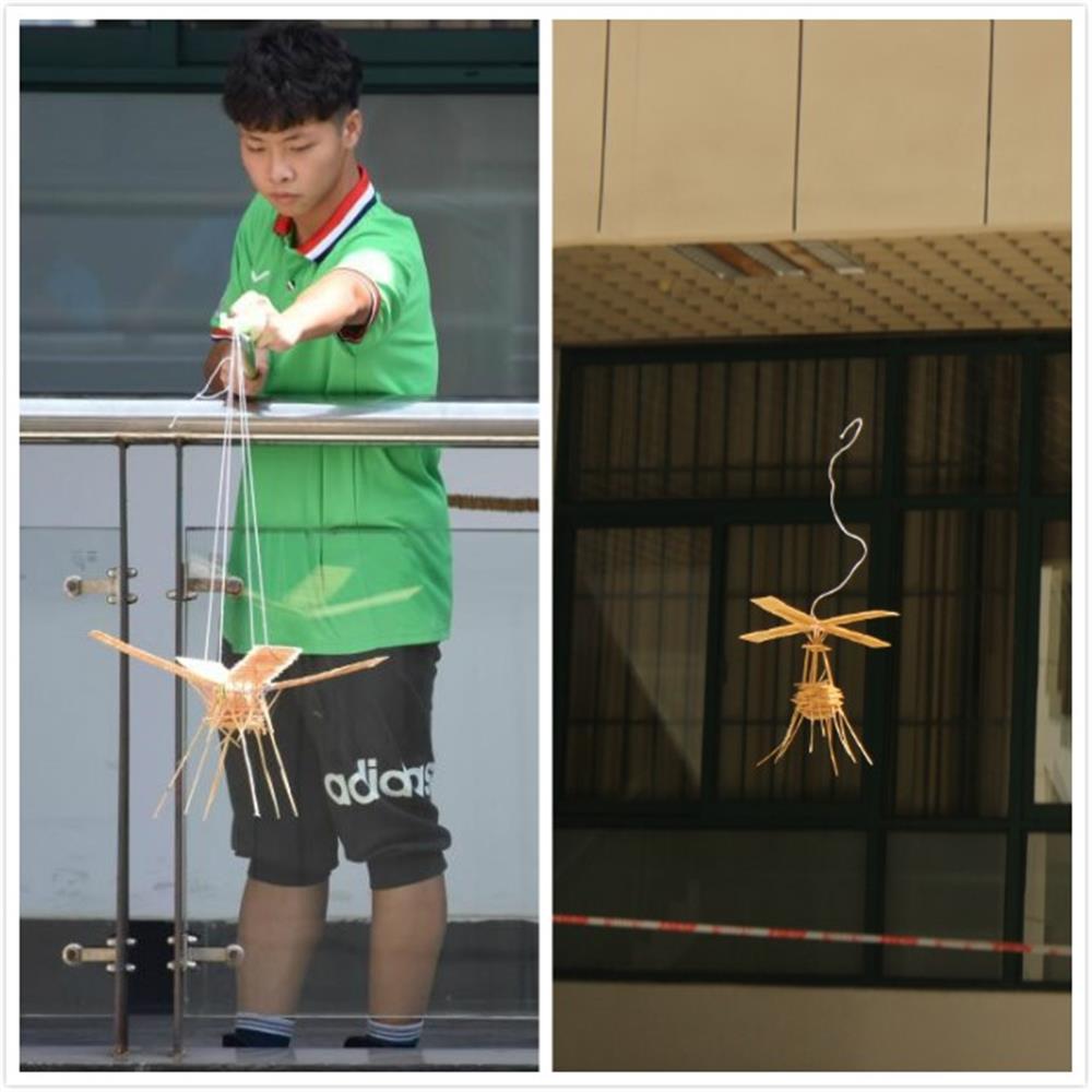 (营员们"高空护蛋"比赛现场)